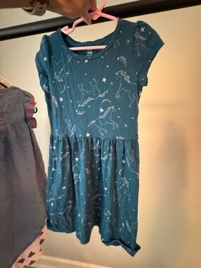 Carter's Teal Unicorn Star Short-Sleeve Dress